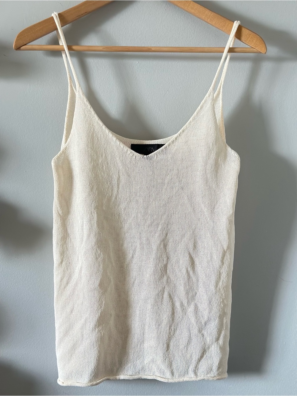 Zara | Fine Knit Spaghetti Strap Cream Camisole